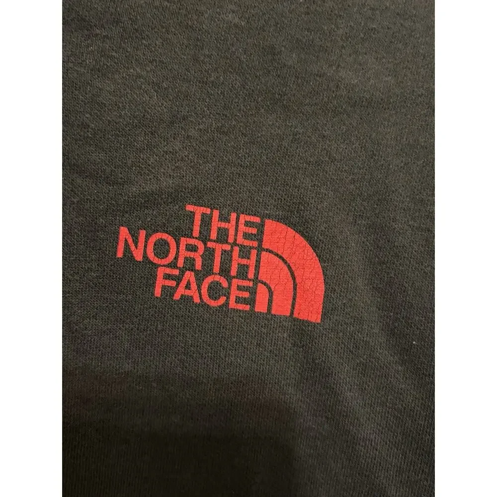 North Face Men Sz Small Black Hoodie Red Logo Never Stop Exploring Outdoor